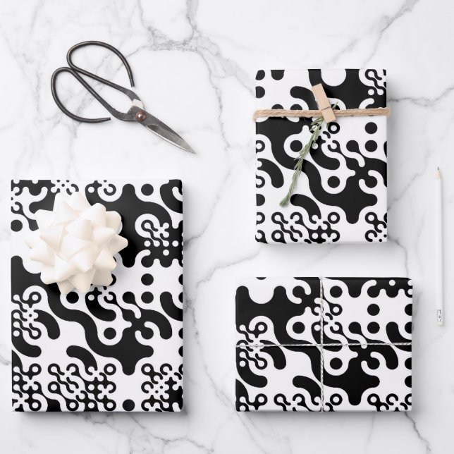 Groovy Trippy Truchet Tiles Wrapping Paper Sheets (Front)