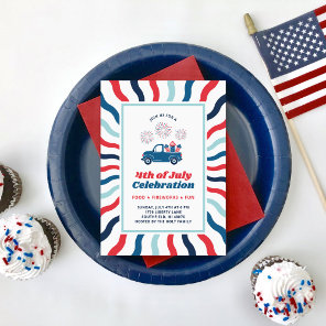 Groovy Truck 4th of July Celebration Invitation