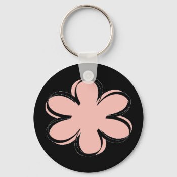 Groovy Tuesday Pink Flower Key Chain by Regella at Zazzle