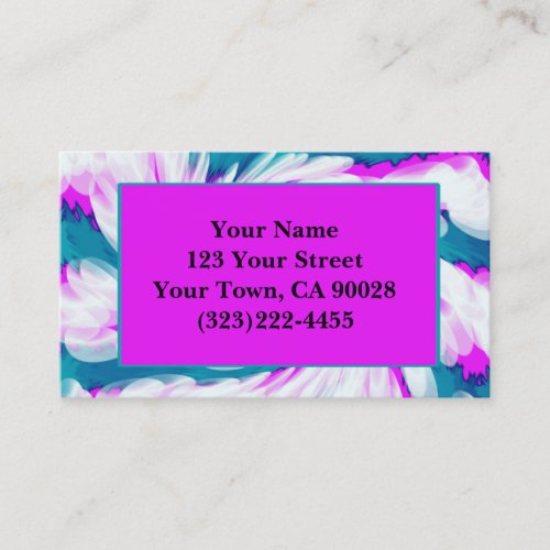 Groovy Turquoise Pink Swirl TieDye Business Card