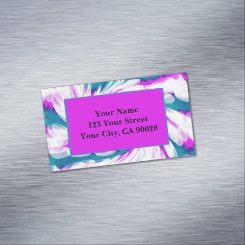 Groovy Turquoise Pink Swirl TieDye Business Card Magnet