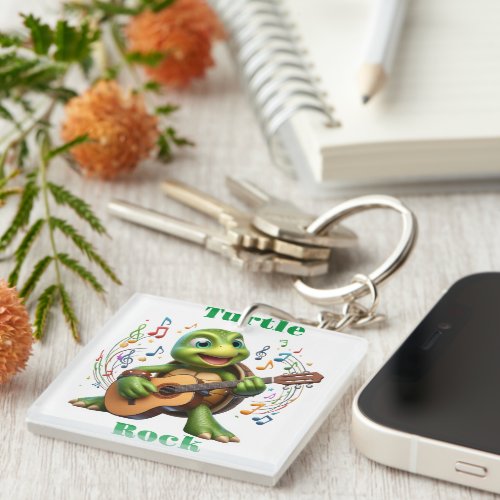 Groovy Turtle Jamming Out Keychain