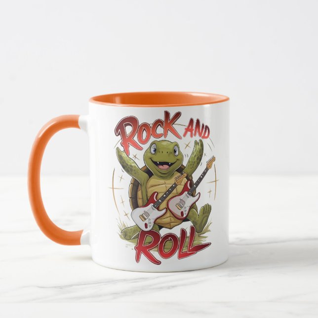 Groovy Turtle Rocking Out Rock And Roll Mug (Left)