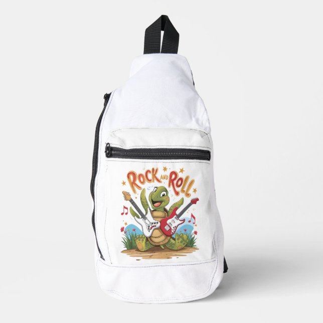 Groovy Turtle Rockstar Rock And Roll Sling Bag (Front)