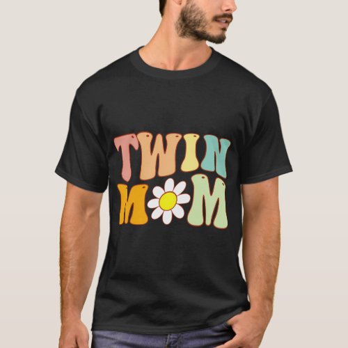 Groovy Twin Mama MotherS Day For New Mom Of Twins T_Shirt