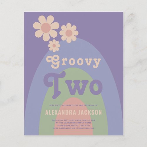 Groovy Two Retro Floral Birthday Party Budget Flyer