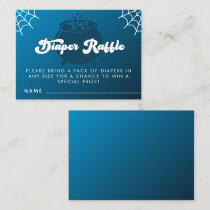 Groovy Typography Halloween Boy Blue Diaper Raffle Enclosure Card