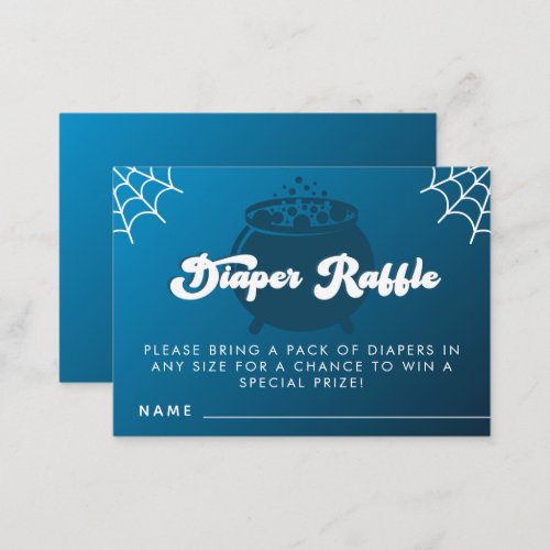 Groovy Typography Halloween Boy Blue Diaper Raffle Enclosure Card