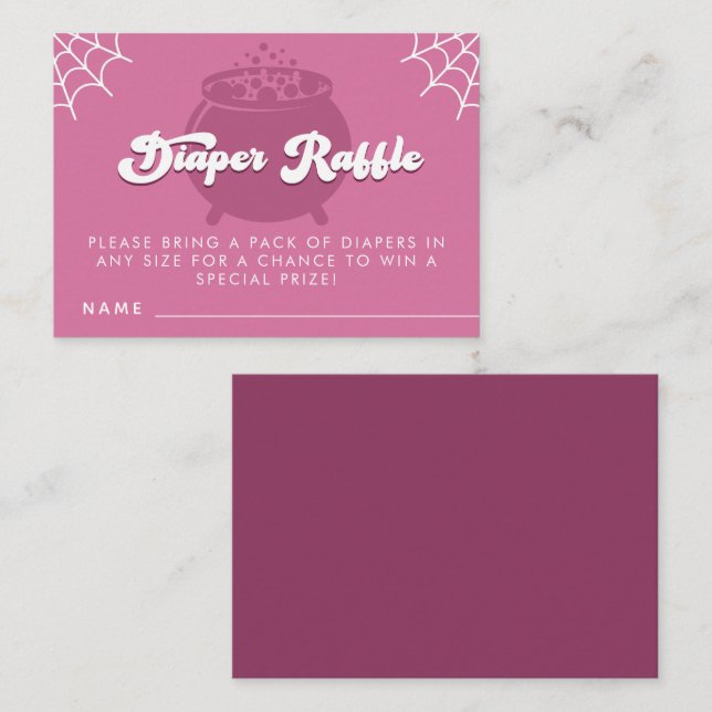 Groovy Typography Halloween Girl Diaper Raffle Enclosure Card (Front/Back)