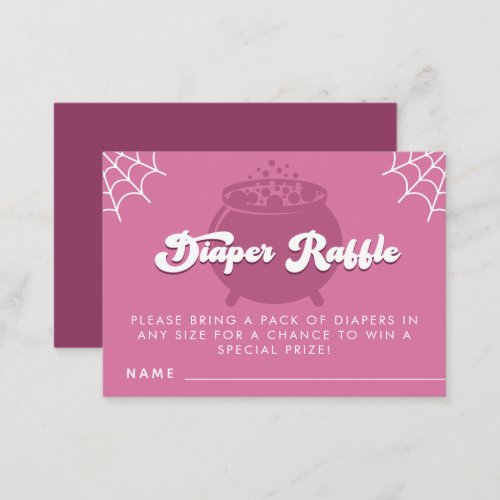 Groovy Typography Halloween Girl Diaper Raffle Enclosure Card