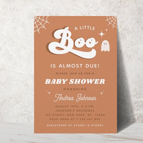 Groovy Typography Retro Ghost Baby Shower Party Invitation