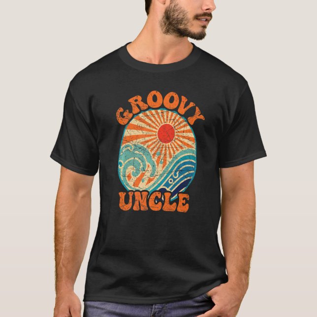 Groovy Uncle 70s Aesthetic Nostalgia 1970's Retro  T-Shirt (Front)