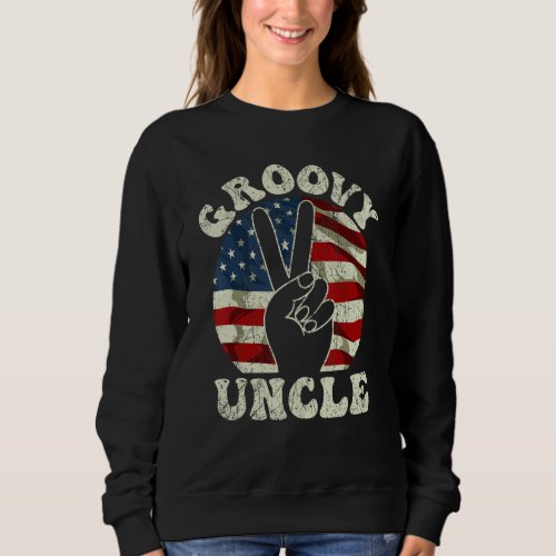Groovy Uncle 70s Aesthetic Usa Flag Retro Uncle Sweatshirt