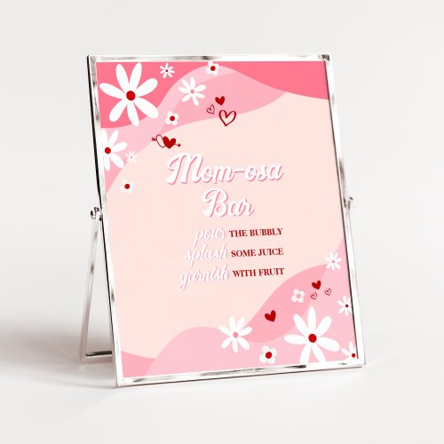 Groovy Valentine Baby Shower Mom Osa Bar Poster