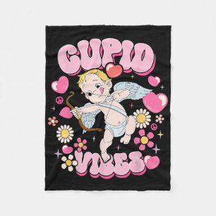 Groovy Valentine Cupid Vibes Happy V Day Couple Bo Fleece Blanket