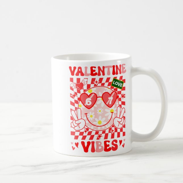 Groovy Valentine Vibes Happy Valentine's Day Girl  Coffee Mug (Right)