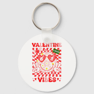Groovy Valentine Vibes Happy Valentine's Day Girl  Keychain