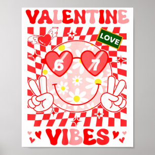 Groovy Valentine Vibes Happy Valentine's Day Girl  Poster