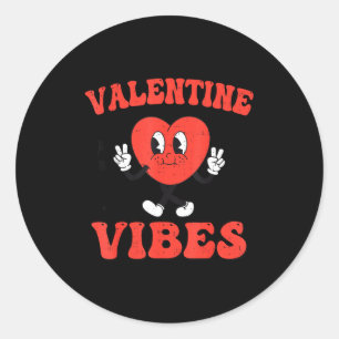 Groovy Valentine Vibes Heart Peace Valentines Day Classic Round Sticker