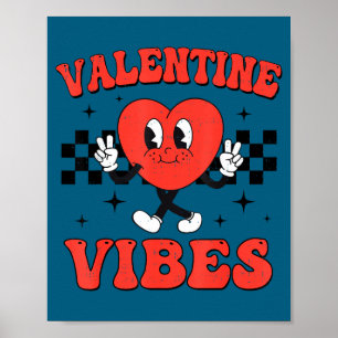 Groovy Valentine Vibes Heart Peace Valentines Day Poster
