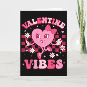 Groovy Valentine Vibes Valentines Day For Men Wome Card
