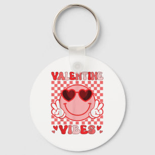 Groovy Valentine Vibes Valentines Day Shirts For G Keychain