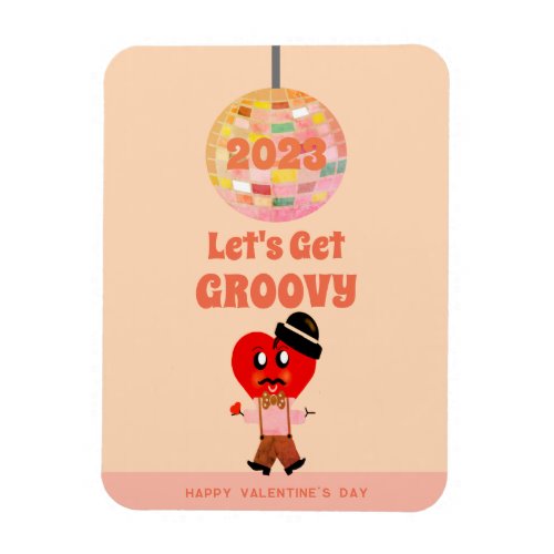 Groovy Valentines 2023 Disco Man Party Card Magnet