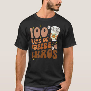 Groovy Vibes 100 Days Of Coffee And Chaos Funny Te T-Shirt