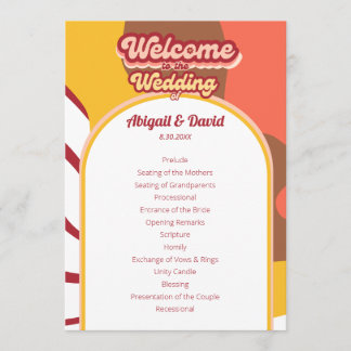 Groovy Vibes Retro Wedding Vintage Program