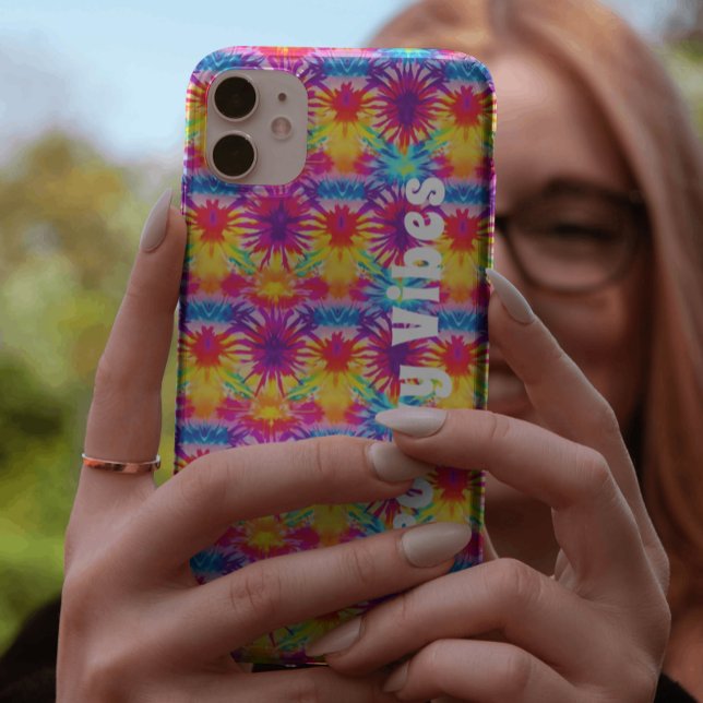 Groovy Vibes Tie Dye Customizable Case-Mate iPhone Case (Fun gift idea for tie dye lovers!)