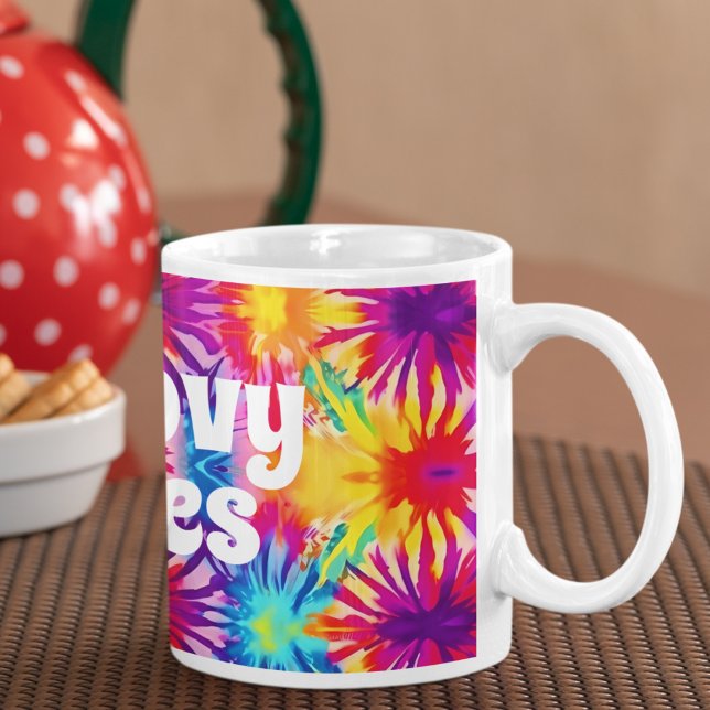 Groovy Vibes Tie Dye Customizable Coffee Mug (Creator Uploaded)