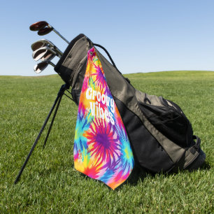 Groovy Vibes Tie Dye Customizable Golf Towel