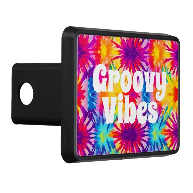 Groovy Vibes Tie Dye Customizable Hitch Cover (Right)