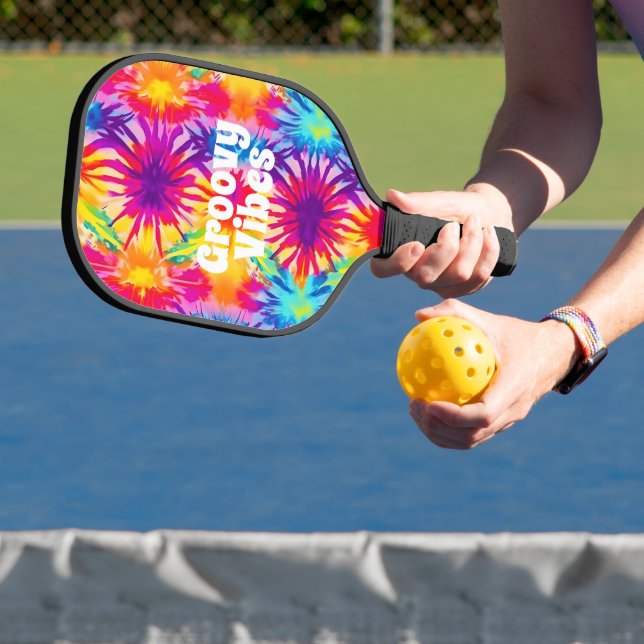 Groovy Vibes Tie Dye Customizable Pickleball Paddle (Insitu)