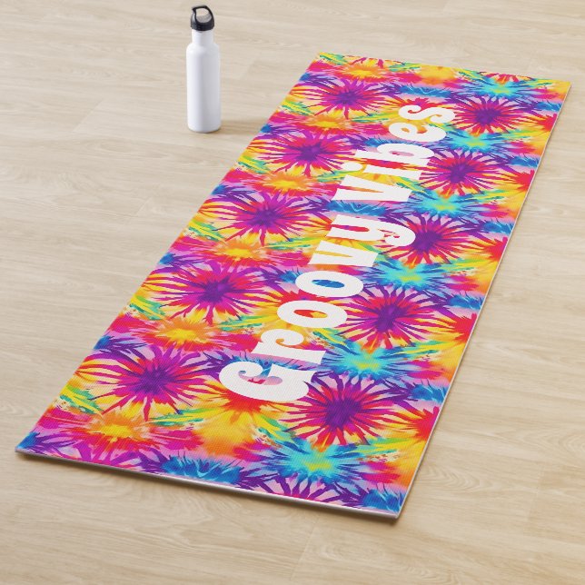 Groovy Vibes Tie Dye Customizable Yoga Mat (In Situ)