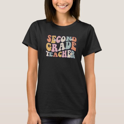 Groovy Vintage 2nd Second Grade Teacher Back To Sc T_Shirt