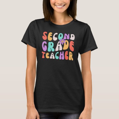 Groovy Vintage 2nd Second Grade Teacher Back To Sc T_Shirt