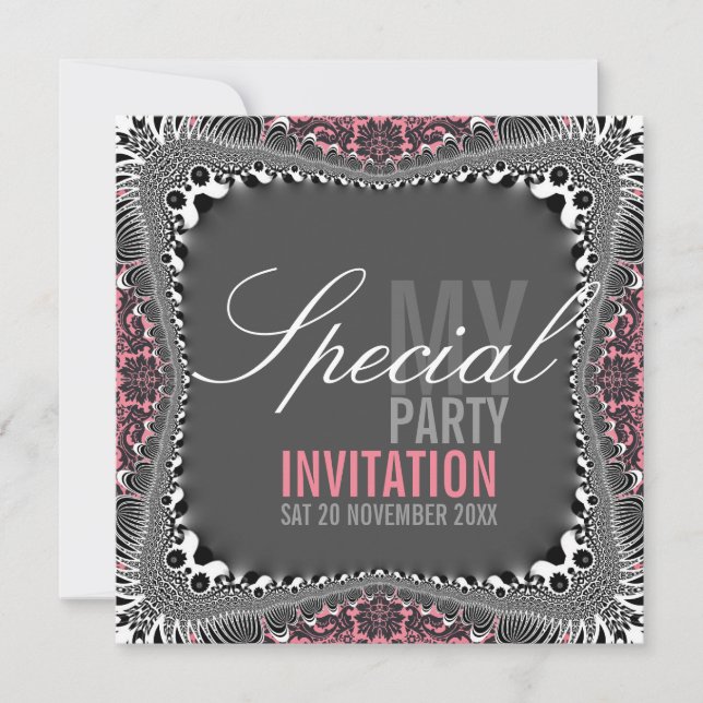 Groovy Vintage Damask Special Party Invitations (Front)