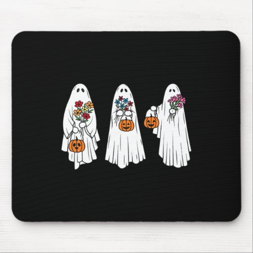 Groovy Vintage Floral Ghost Cute Halloween Spooky  Mouse Pad