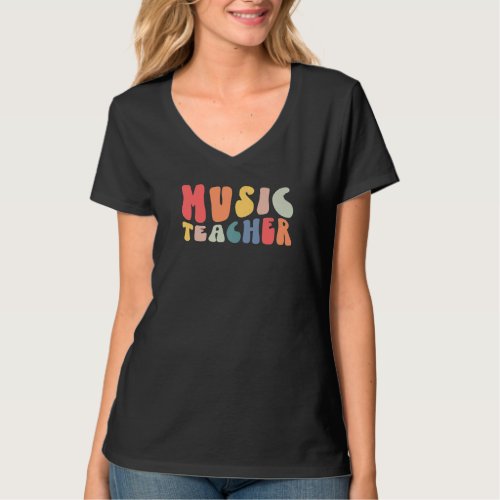 Groovy Vintage Music Teacher Back To School Music  T_Shirt