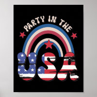 Groovy Vintage Party In Usa Rainbow American 4th O