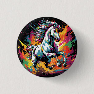 Groovy Vintage Race Horse Pop Art Button