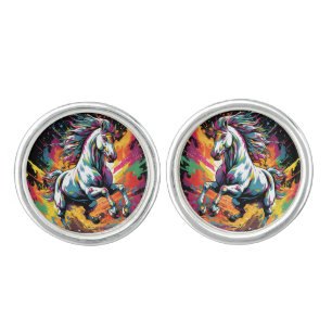 Groovy Vintage Race Horse Pop Art Cufflinks