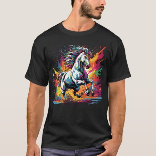 Groovy Vintage Race Horse Pop Art T_Shirt