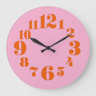 Groovy Vintage/Retro 1970s Orange and Pink Large Clock