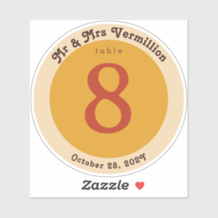 Groovy Vinyl Record Label Sticker for Table Number