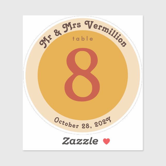 Groovy Vinyl Record Label Sticker for Table Number (Sheet)