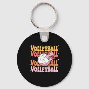 Groovy Volleyball Coquette Bow Volleyball Lover Vo Keychain
