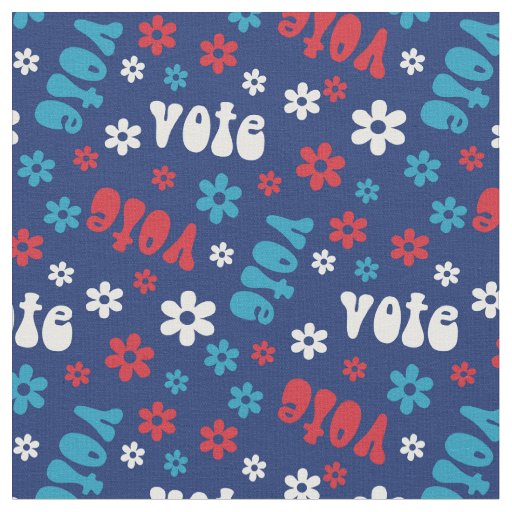 Groovy vote pattern navy fabric