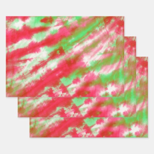 Groovy Watercolor Tie Dye Boho Christmas Holiday Wrapping Paper Sheets